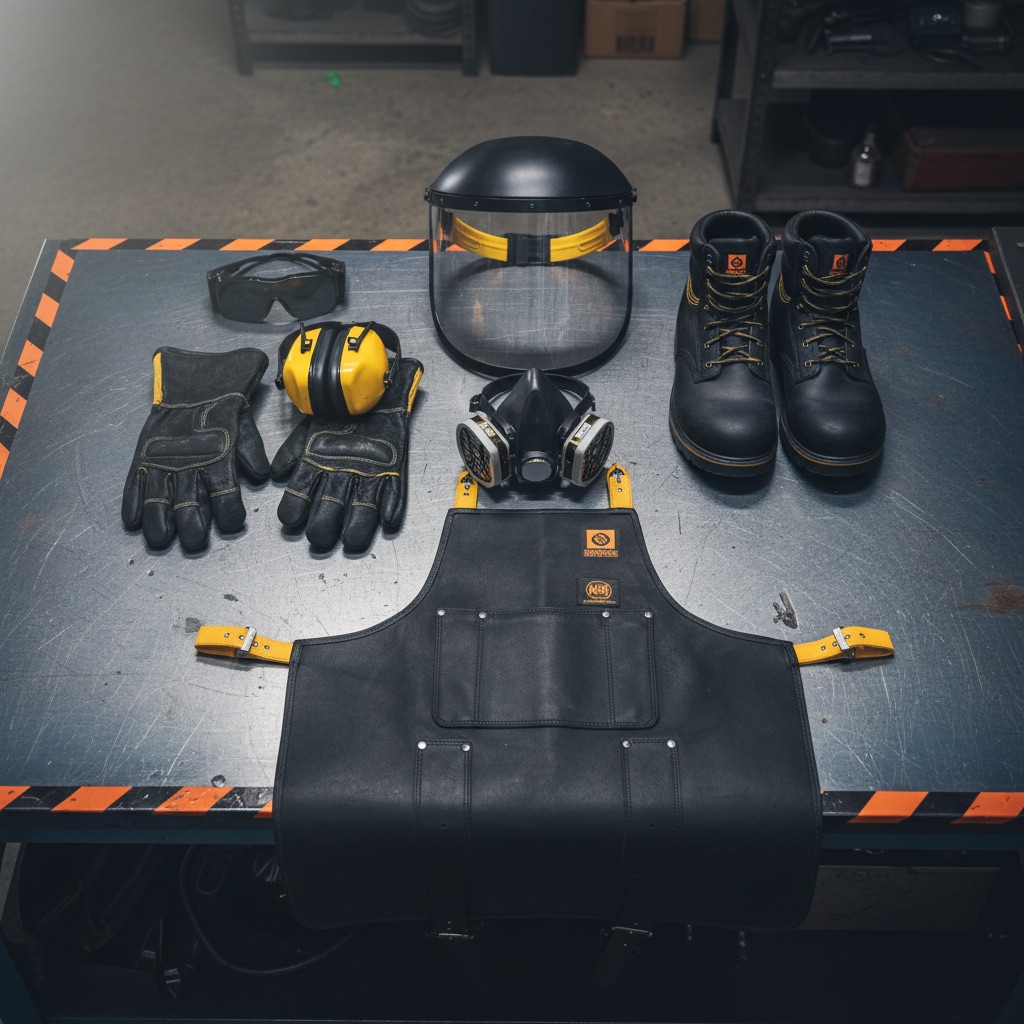 Equipo de protección personal completo para uso de abrasivos según normativa STPS